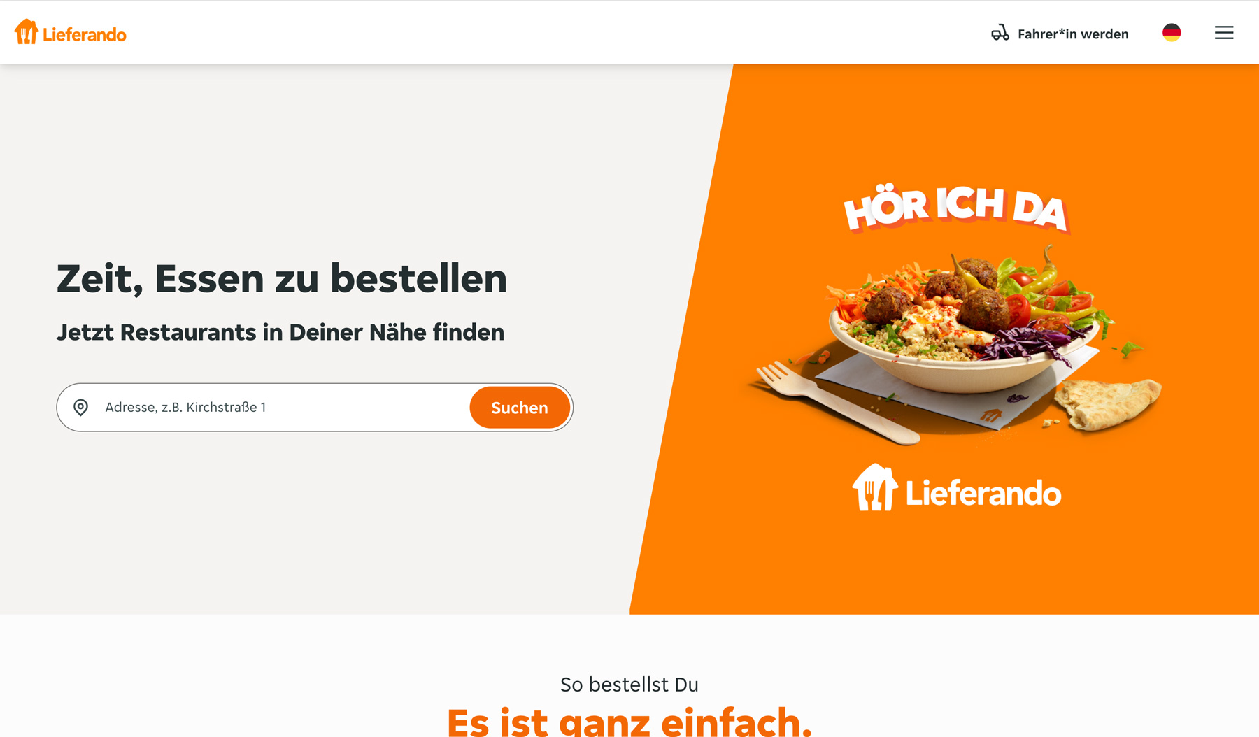 Die Webseite von Lieferando.de